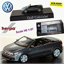 VW Golf VI Cabrio 4th Generation 2011-16 United Grey Metallic 1:87 Herpa