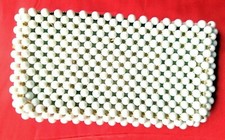 Vintage Clutch Large Faux Pearl Beads White Handbag - Hand Made in Hong Kong