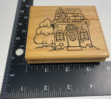 VTG Home HOUSE DOTS Design Q103 RUBBER STAMP Snow Heart Winter Tree