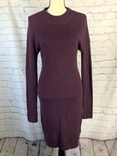 NWT Kaisley Womans Knit Purple Midi Stretch Sweater Dress Open Back Size Medium