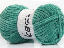 4-Skein Lot Chenille Baby Yarn medium 4x100g/120m Green