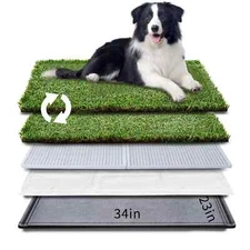 Dog Grass Pad with Tray Large 34”×23” Dog Litter Box - HQ4us