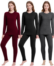 Women 100 Merino Wool Base Layer Sets Thermal Underwear Ski Bottom Top NEW SET