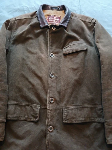 Marlborough Classics Chore Jacket Size Large Vintage Brown Moleskin Cowboy - Picture 6 of 20