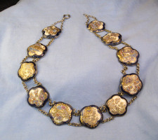 ANTIQUE JAPANESE SATSUMA PORCELAIN SILVER BELT NECKLACE KYOTO SCHOOL LATE MEIJI