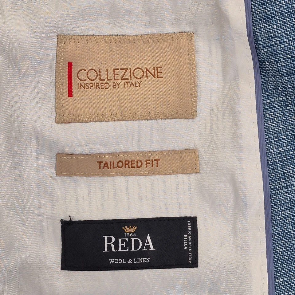 COLLEZIONE Blazer 40S Blue Men's Button Linen Wool Blend Jacket M&S - Image 4 of 4