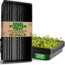10x20 Inch Black Plastic Plant Propagation Tray No Holes 10 Pack Garden Nursery
