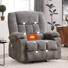 JONPONY XL-1149 Manual Recliner Chair with Heat and Massage Function, Ergonomic