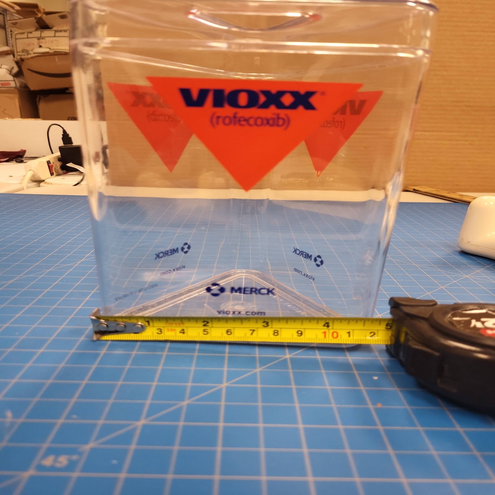 Vioxx rofecoxib Merck Clear Plastic Container Collectible Display Storage
