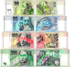 Slovakia 20-200 Korun 4 Pieces Set, 1993-2006, P-20-45, UNC