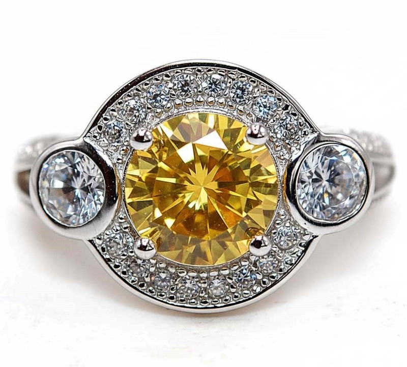 4CT Heat Treated Yellow Topaz 925 Genuine Sterling Silver Ring Sz 8 NF1-7