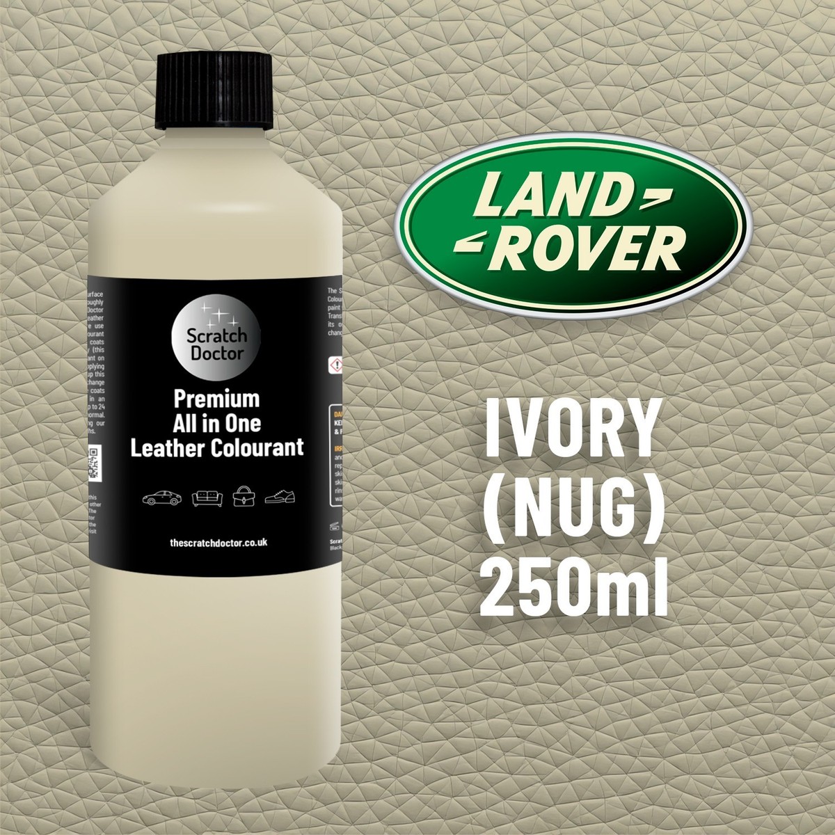 Land Rover Ivory 034EZ All in One Leather Repair Paint 250ml Dye