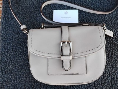 Coach Charlie Anderson Crossbody Gray Black Piping Leather Excellent condition