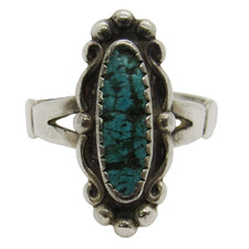 VINTAGE STERLING SILVER 925 WHEELER MFG VERTICAL TURQUOISE NATIVE SIZE 6.5 RING