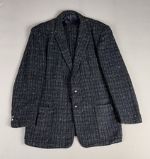 50s VINTAGE Textured Rockabilly Atomic Fleck Blazer Size 44 Rock N Roll Blue