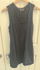 Free People Sleeveless Black Embroidered Mini Dress Women’s Small