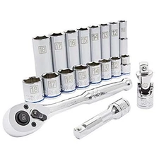  573347 19-Piece 3/8-Inch Drive Mechanic's Tool Set with Hard Case, Metric, 