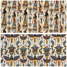ANCIENT EGYPTIAN DESIGN COTTON PRINT POPLIN FABRICS by Rose & Hubble * Two De...
