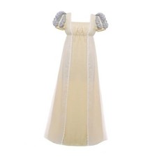 Regency Dress Women Empire Waist Long Regency Era Costume X-Large Beige