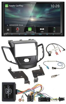 Kenwood Bluetooth USB 2DIN Lenkrad TMC DAB Navigation für Ford Fiesta 10-13 schw