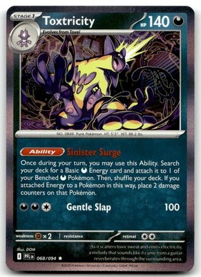 Toxtricity 068/094 Rare Phantasmal Flames Pokemon Holo Lightly Played