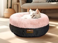 Small Cat Bed Plush Round Washable Pet Bed Anti-Slip for Small Pets ClevaHome