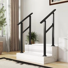 2PCS Handrail for Outdoor Steps w/Flexible Angle Adjustment Installation Kit