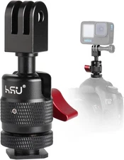 HSU Cold Shoe Mount Adapter, Aluminum 1/4”-20 Screw Hole 360° Rotation Black 