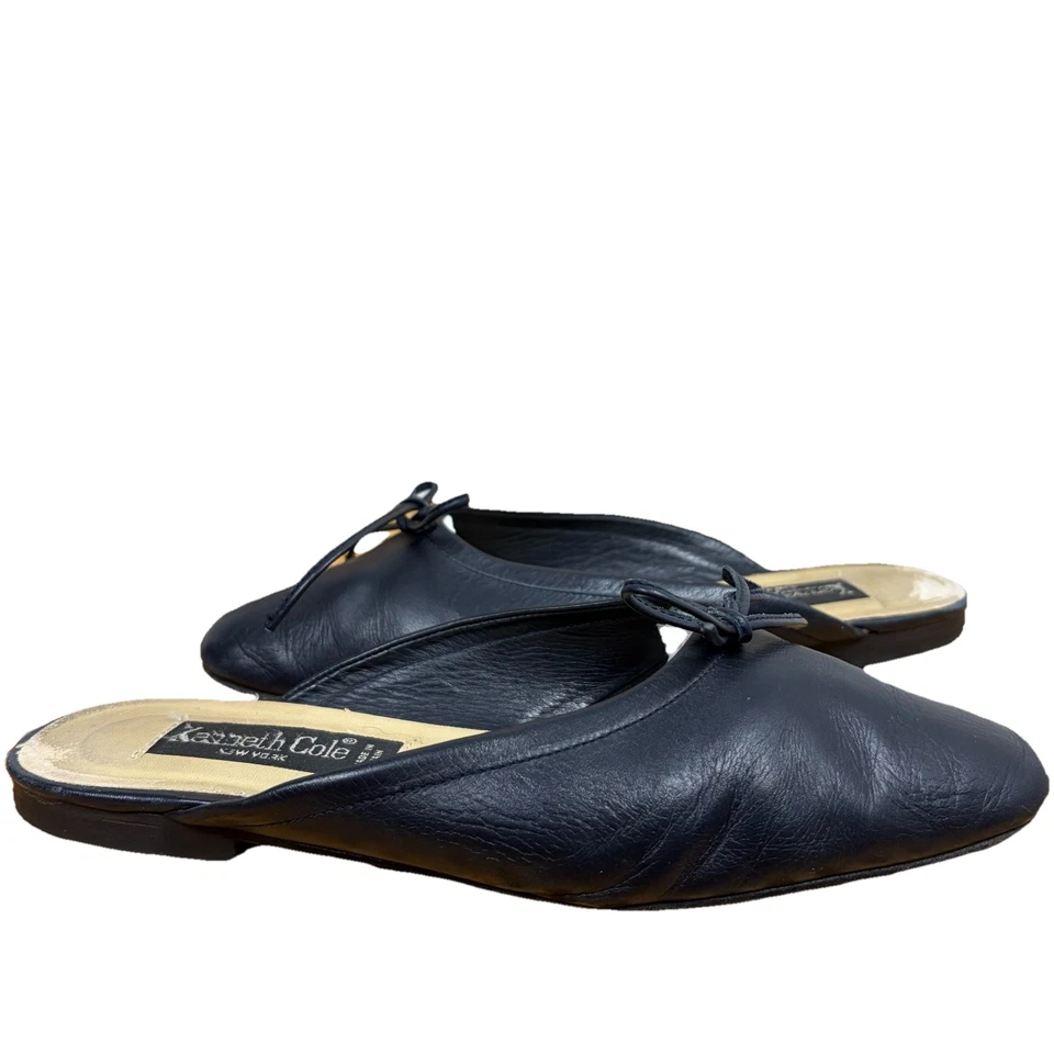 Винтажный Kenneth Cole балет плоский мулы кожи синий размер 8,5 минималистский Испания - Изображение 3 из 4