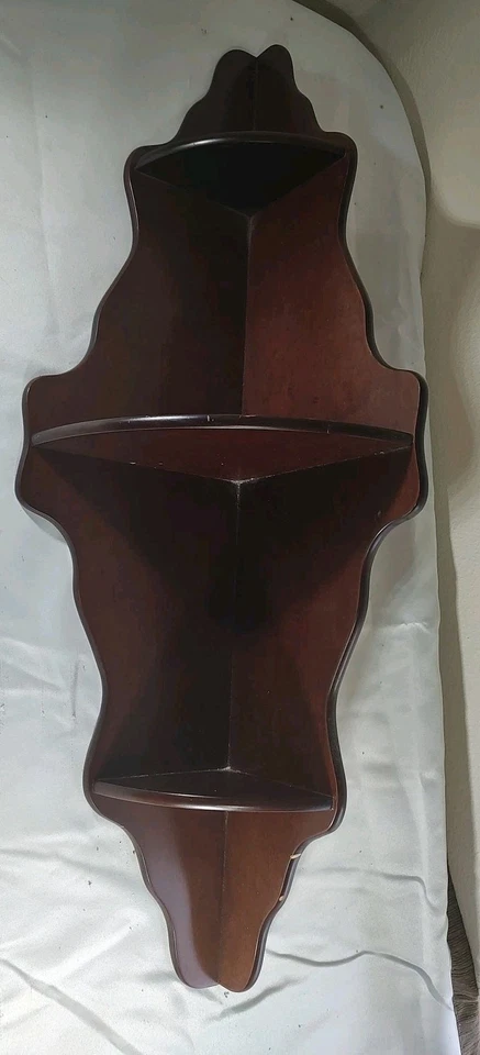 Vintage Bombay Company Mahogany Corner 3 Tier Wall Shelf - Image 3 of 4