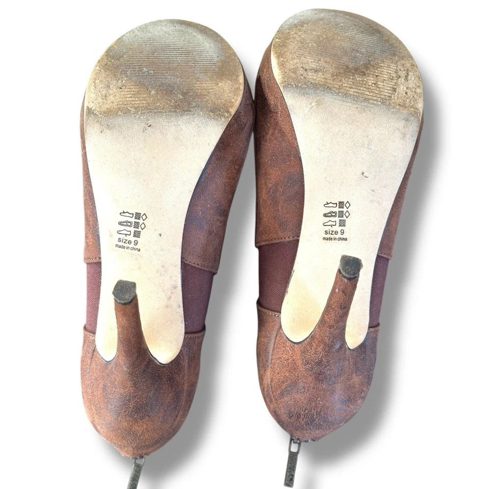 Botines de aguja Michael Antonio marrón con cremallera talla 9 Foto 3 de 4