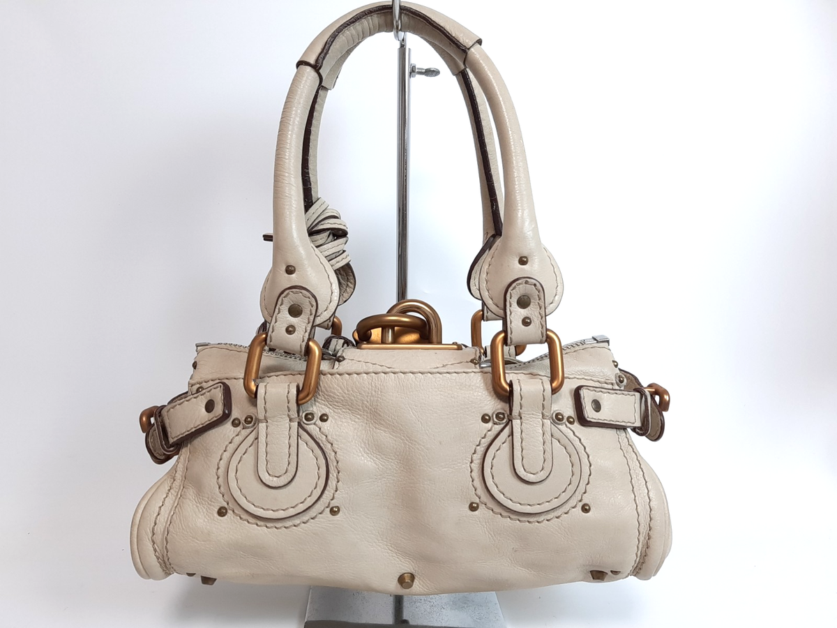 Chloe Mini Paddington Handbag White Ivory Leather with Gold