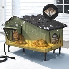 Large Heated Cat House for Outside Winter Insulated Cat Shelter Weatherproof