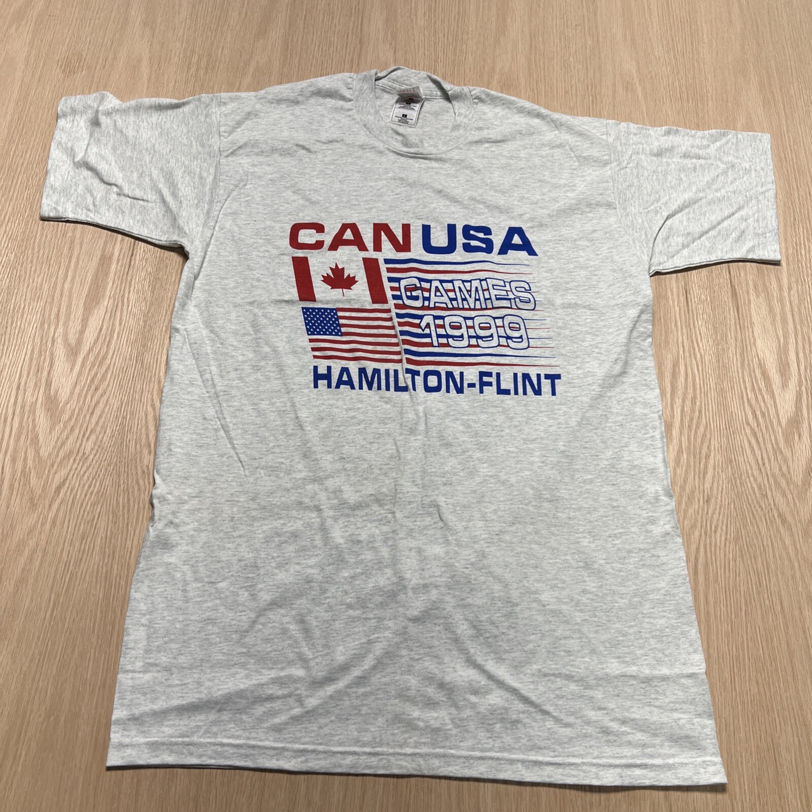 90s CANUSA Games Shirt  Vintage Hockey #8  Hamilton-Flint T-Shirt L