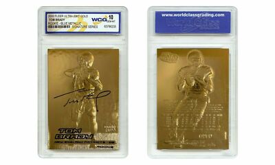 2000 Football TOM BRADY Fleer Rookie Reprint Laser Sign Grade Blue Metallic