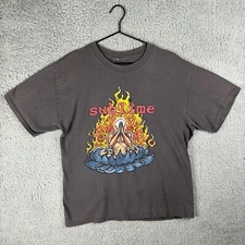 Vintage Sublime Flaming Lotus T-Shirt Size Med Black Rock Band Tee 1997 Optima *