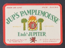 Antique label SODA JUP'S GRAPEFRUIT JUPITER Paris old french label
