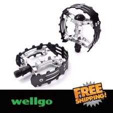 Wellgo  XC-II bear trap pedals 1/2" ONE PIECE CRANKS BlacK Cage Old school BMX