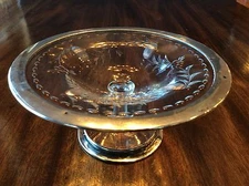 Signed HAWKES ABP Cut Crystal & Sterling Silver Compote Footed Bowl