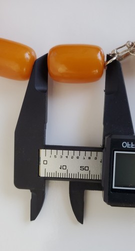 Vintage Butterscotch Amber Bakelite Large Bead Necklace Sterling Earrings 125Gr - Picture 20 of 20