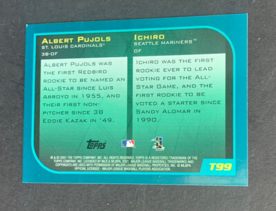 イチロー ルーキー‼️TOPPS TRADED ICHIRO PUJOLS RC Amazon.com: 2001 Topps Traded Baseball #T99 Ichiro Suzuki/Albert
