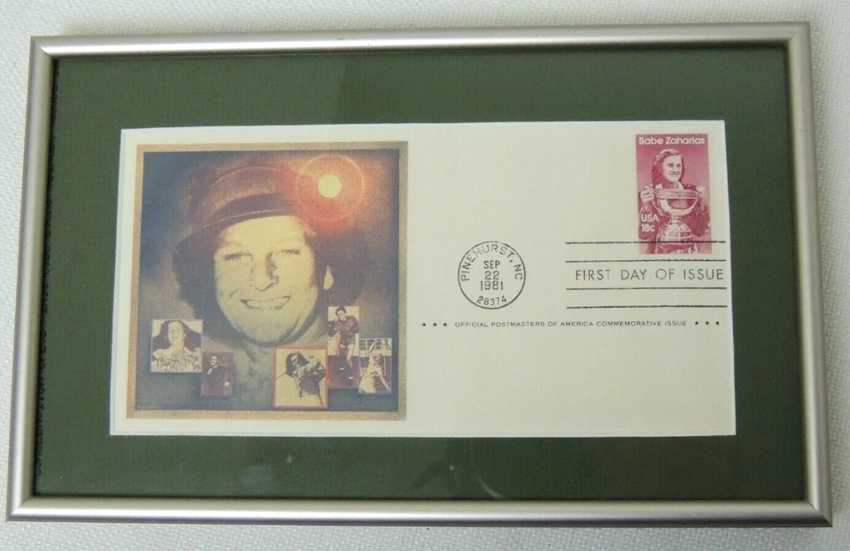 Babe Zaharias Bobby Jones Stamps First Day Cover Issue 1981 Pinehurst NC Framed - Image 3 of 4