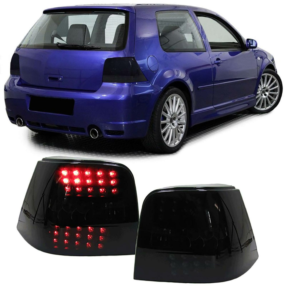 ALL SMOKED LED TAIL LIGHTS FOR VW GOLF MK4 09/1997 - 09/2003 MODEL