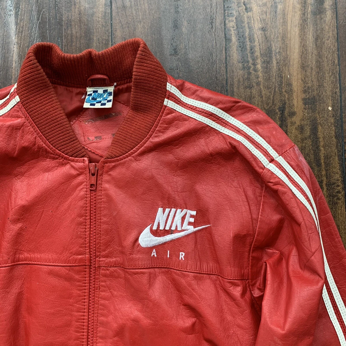 Nike McEnroe RARE Vintage Leather Red Jacket 80s Tennis Jordan Original USA