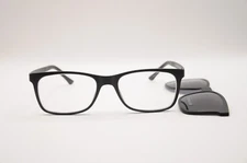 PHALANX 58-000007 EYEGLASS FRAMES W/CLIP ON SUNGLASSES RS003 BLACK 53-18-140 NEW