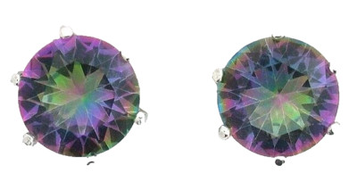 Ohrringe 8 mm rund mystischer Topas Edelstein Edelstein Sterlingsilber ES2447/11825