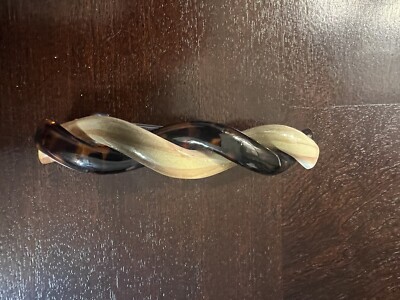 VINTAGE GOODY LUCITE FAUX TORTOISE BRAIDED HAIR BARRETTE UP 