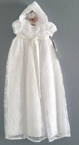 Pippa & Julie Baby Girls Lace Christening Gown, 3 to 24 Months New - Picture 1 of 12