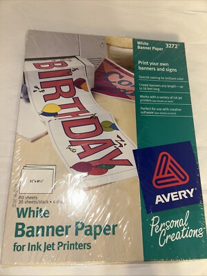Sealed Avery 3272 White Banner Paper for Ink Jet Printers 11x8.5 80 sheets