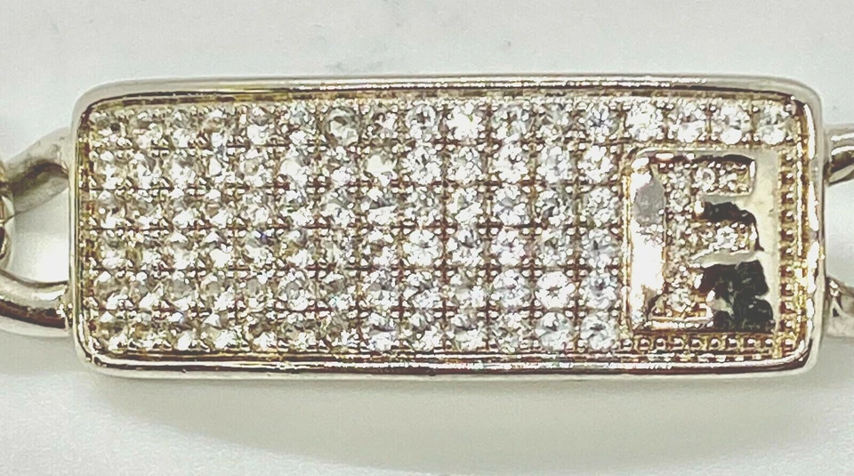 Brazalete QVC 18K Oro Sobre Bronce Italia Topacio Blanco Inicial Estación F 7-1/4" Foto 2 de 4